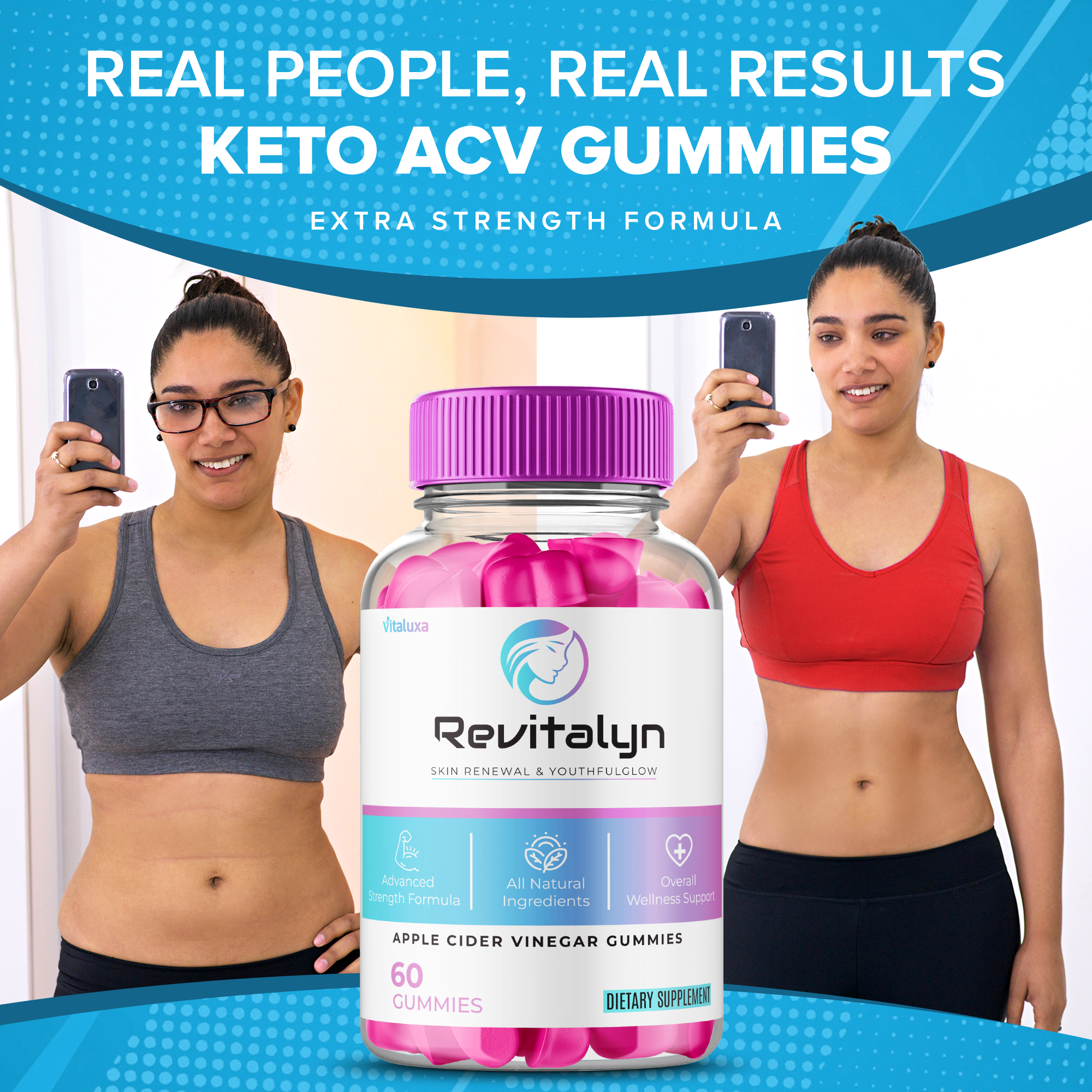 Revitalyn Gummies Made With Apple Cider Vinegar - Extra Strength Advanced Formula (60 Gummies)