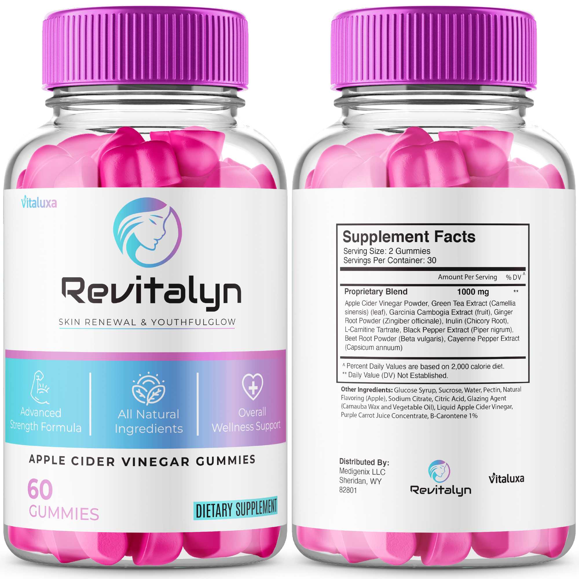 Revitalyn Gummies Made With Apple Cider Vinegar - Extra Strength Advanced Formula (60 Gummies)