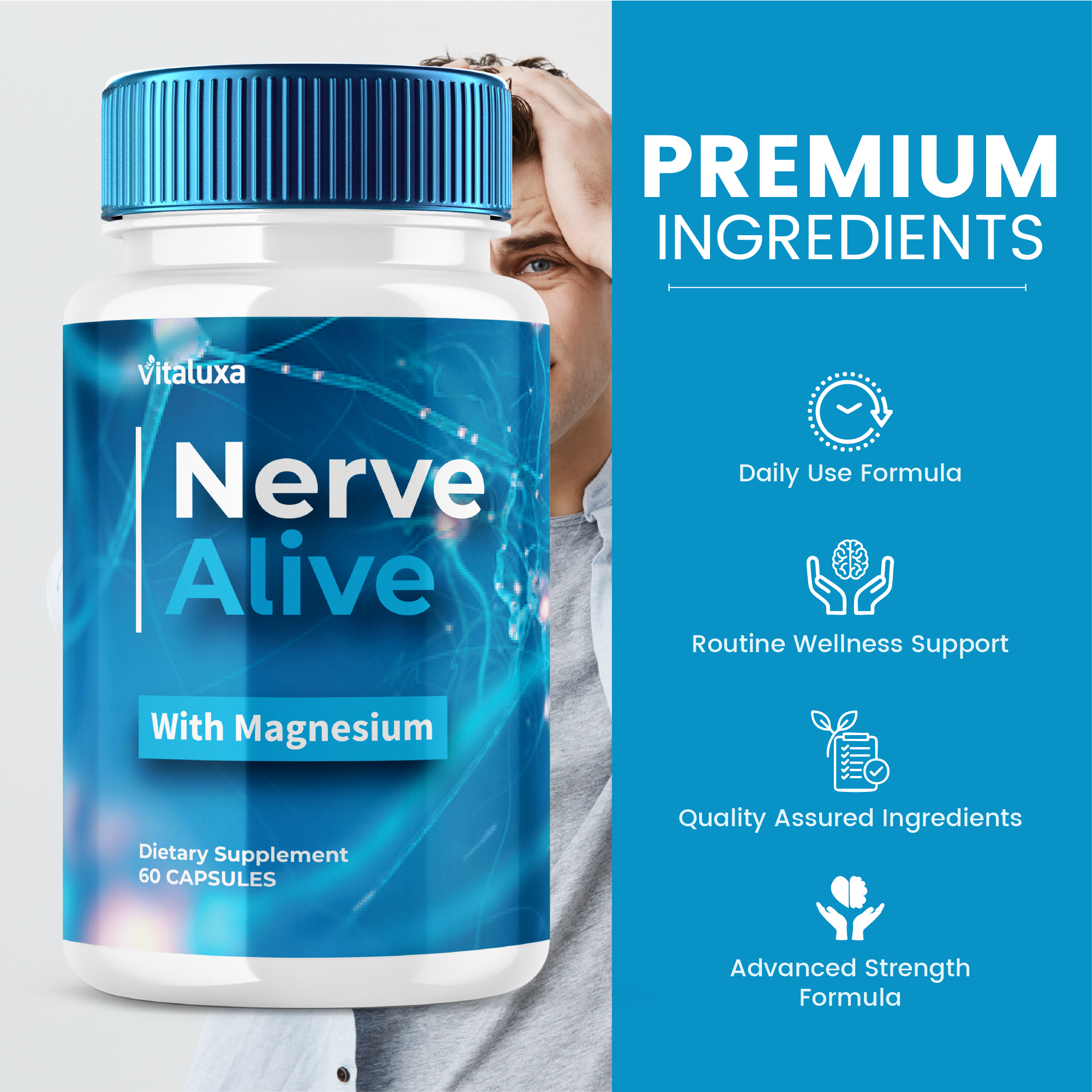 Nerve Alive Capsules, Nerve Alive Brain Supplement Pills for Neuropathy, NerveAlive Nerve Pain Support Advanced Formula Maximum Strength