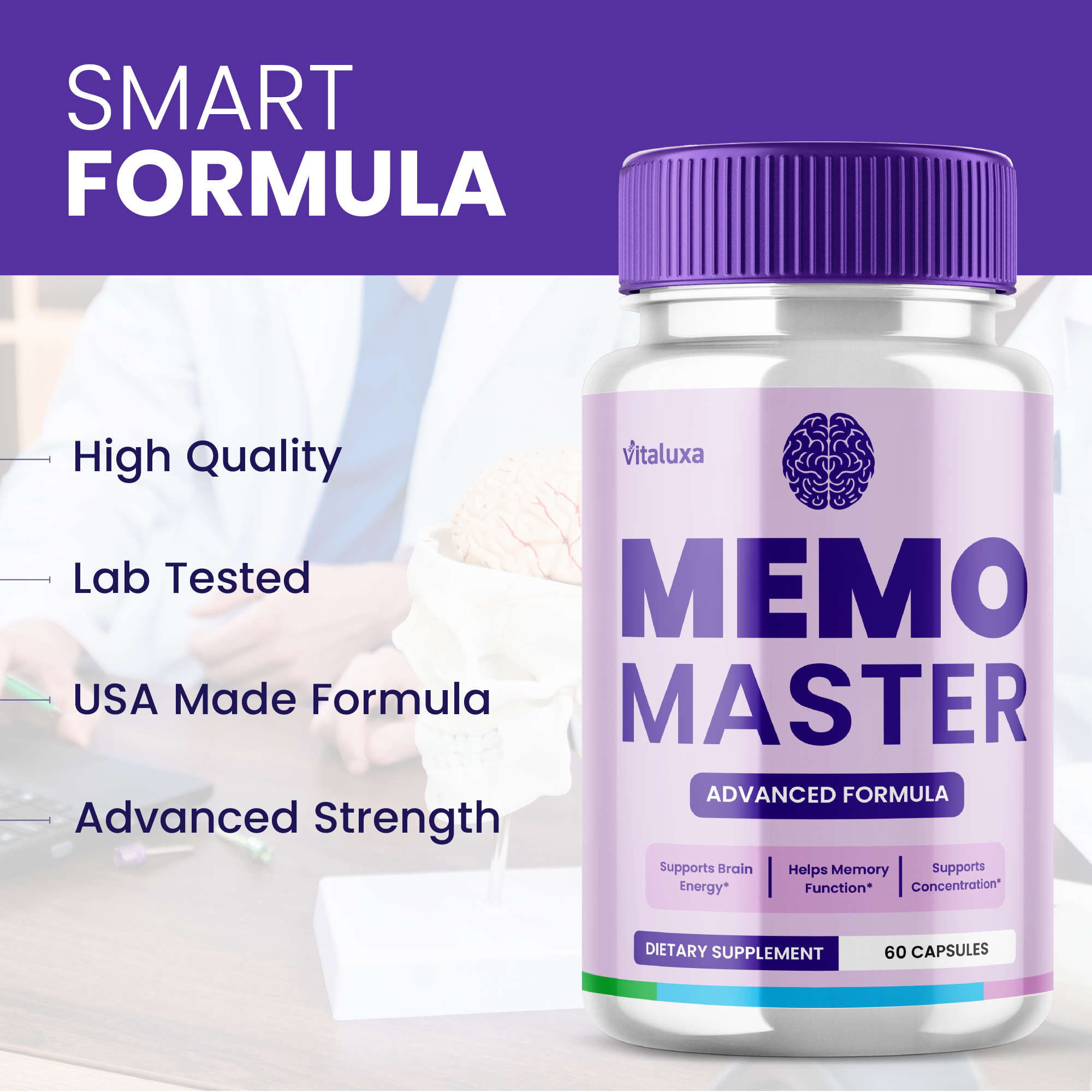 Memo Master Capsules, MemoMaster Memory Pills Brain Supplement for Clarity Focus Support,