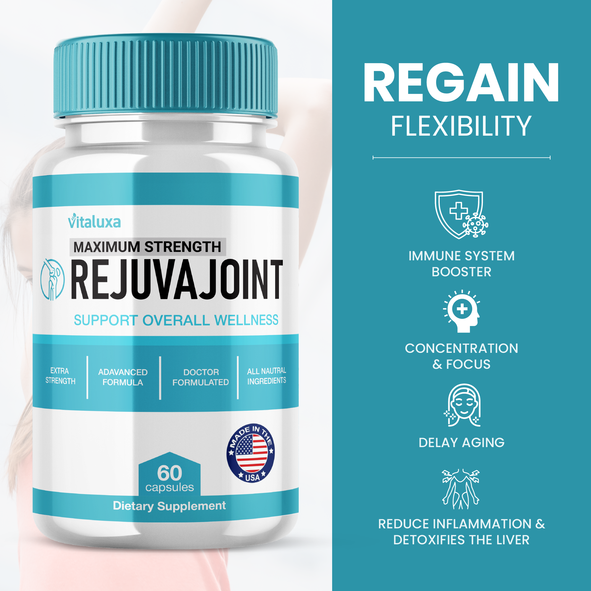 Rejuva Joint Capsules - Advanced Joint Support Supplement - USA Made (60 Capsules)