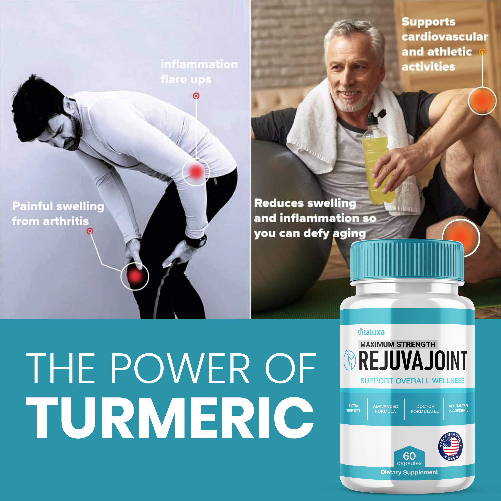 Rejuva Joint Capsules - Advanced Joint Support Supplement - USA Made (60 Capsules)