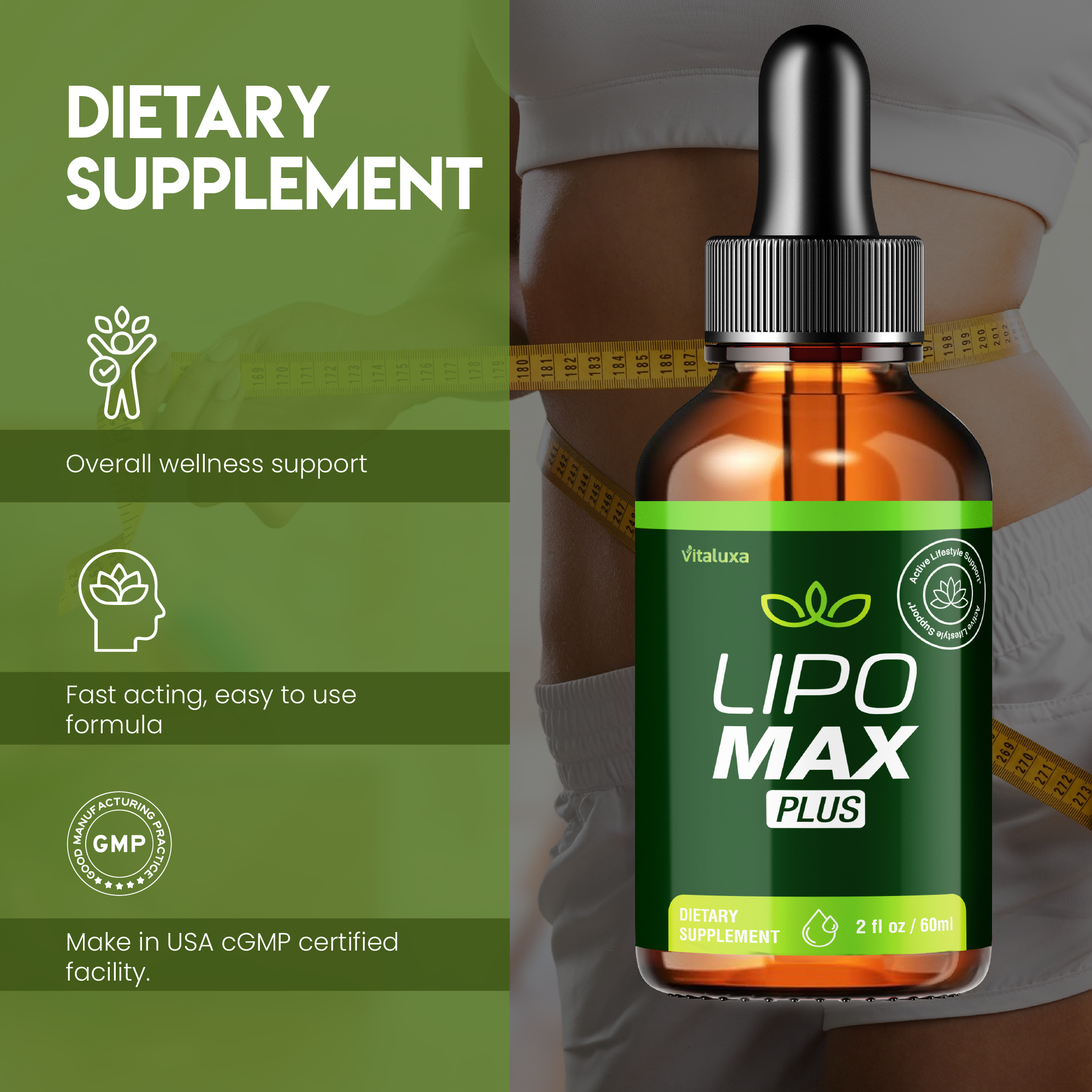 Lipo Max Drops Advanced Strength Formula for Weight Loss and Overall Wellness Support (2oz)