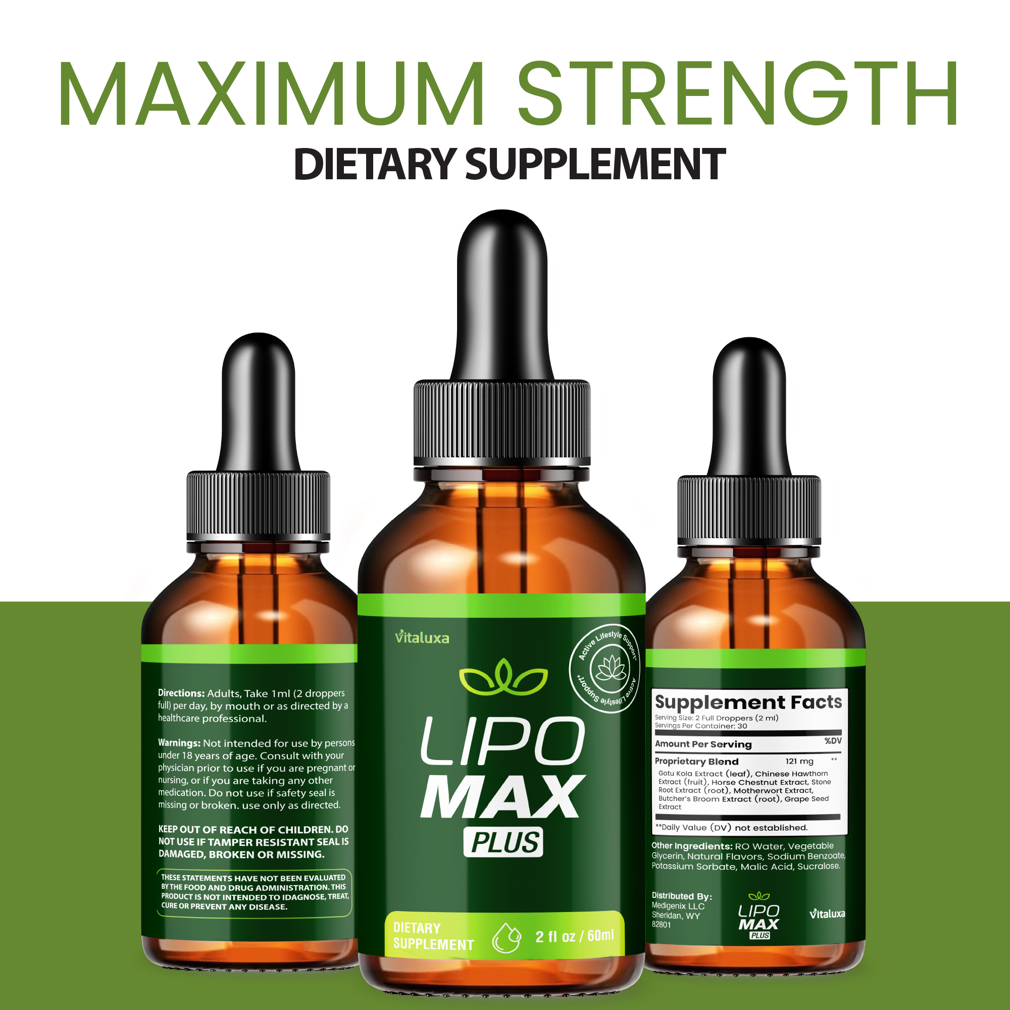 Lipo Max Drops Advanced Strength Formula for Weight Loss and Overall Wellness Support (2oz)